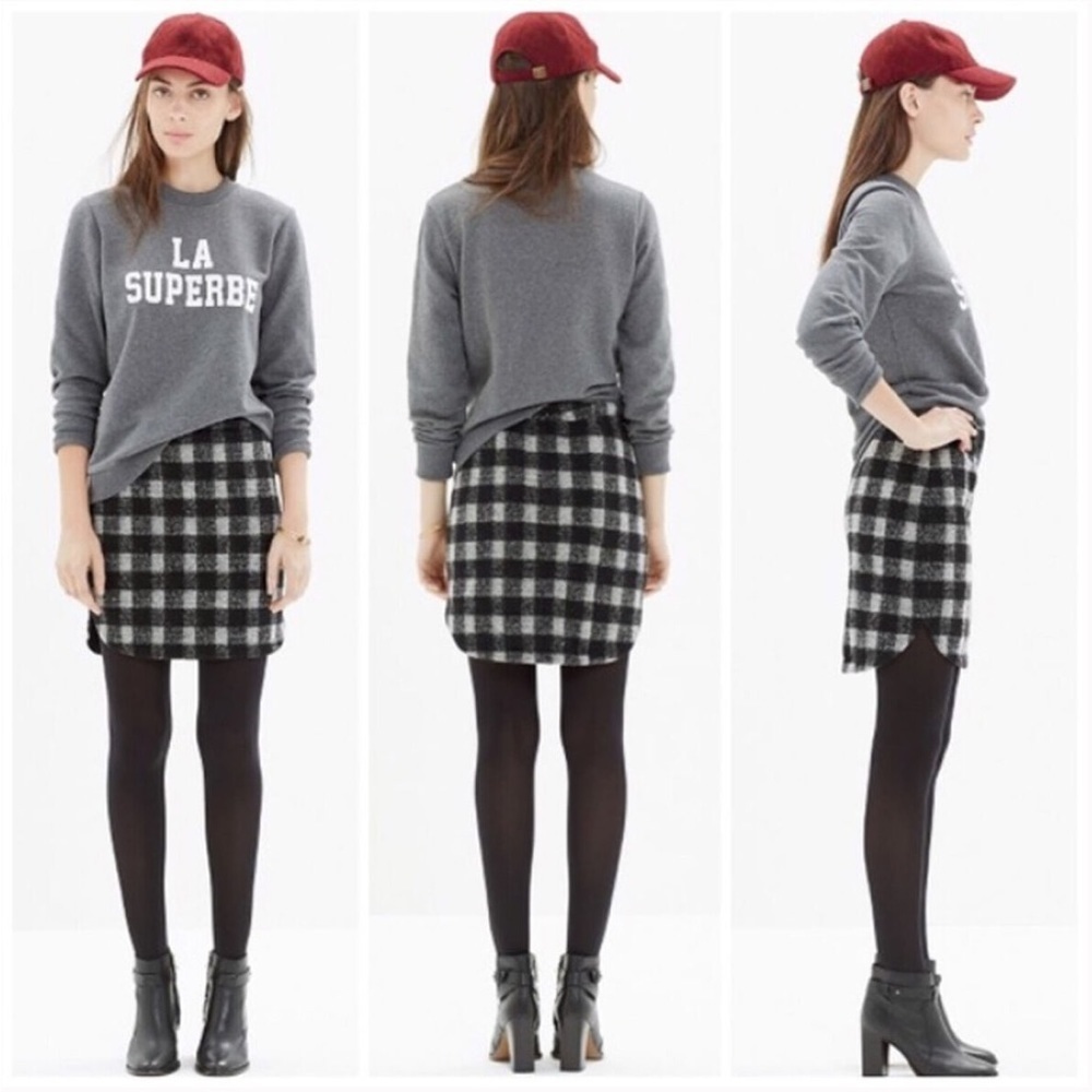 Madewell Gray and Black Mini Pencil Skirt